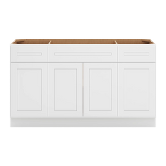 CNC Luxor 5-Piece White 60" W Combination Sink Base Cabinet