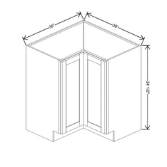 Wolf Classic Hanover Grey Stain 36"W Base Corner Eazy Reach Super Susan Full H Door Cabinet