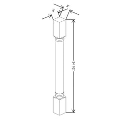 J&K Almond S2 Full Turn Post 3"W x 34 1/2" H x 3" D