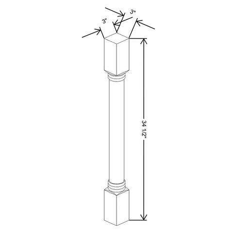 J&K Sage E3 Full Turn Post 3"W x 34 1/2" H x 3" D