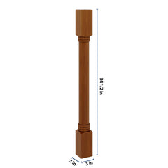J&K Mocha Glazed K10 Full Turn Post 3"W x 34 1/2" H x 3" D