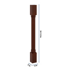 J&K Mahogany J5 Full Turn Post 3"W x 34 1/2" H x 3" D