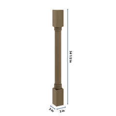 J&K Hazel H8 Full Turn Post 3"W x 34 1/2" H x 3" D