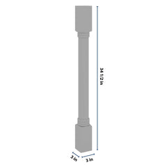 J&K Castle Grey S5 Full Turn Post 3"W x 34 1/2" H x 3" D