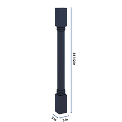 J&K Naval B7 Full Turn Post 3"W x 34 1/2" H x 3" D