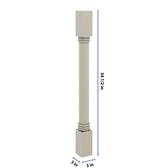J&K Pebble B6 Full Turn Post 3"W x 34 1/2" H x 3" D