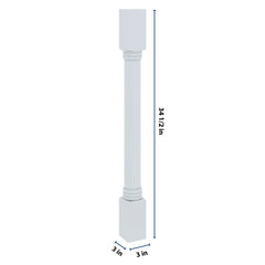 J&K White Shaker S8 Full Turn Post 3"W x 34 1/2" H x 3" D