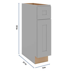 J&K Castle Grey S5 Vanity Base Door/Drawer 09" W x 33" H x 21" D