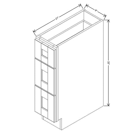 J&K Castle Grey S5 Vanity 3 Drawer Base 09" W x 33" H x 21" D