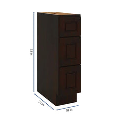 J&K Espresso K8 Vanity 3 Drawer Base 09" W x 33" H x 21" D