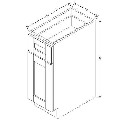 J&K White Shaker S8 Vanity Base Door/Drawer 12" W x 33" H x 21" D