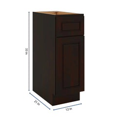 J&K Espresso K8 Vanity Base Door/Drawer 12" W x 33" H x 21" D