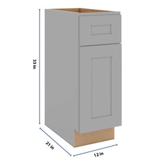 J&K Castle Grey S5 Vanity Base Door/Drawer 12" W x 33" H x 21" D