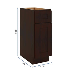 J&K Java Coffee S1 Vanity Base Door/Drawer 12" W x 33" H x 21" D