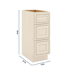 J&K Pearl Glazed H9 Vanity 3 Drawer Base 12" W x 33" H x 21" D