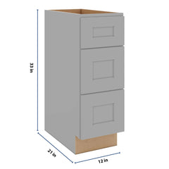 J&K Castle Grey S5 Vanity 3 Drawer Base 12" W x 33" H x 21" D