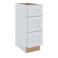 J&K White Shaker S8 Vanity 3 Drawer Base 12" W x 33" H x 21" D