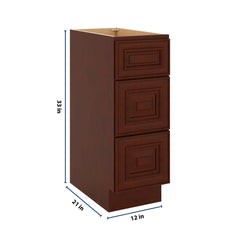 J&K Mahogany J5 Vanity 3 Drawer Base 12" W x 33" H x 21" D