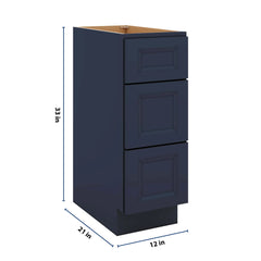 J&K Naval B7 Vanity 3 Drawer Base 12" W x 33" H x 21" D