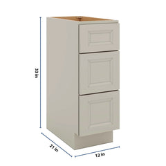 J&K Pebble B6 Vanity 3 Drawer Base 12" W x 33" H x 21" D