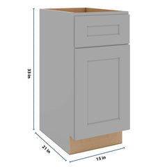 J&K Castle Grey S5 Vanity Base Door/Drawer 15" W x 33" H x 21" D