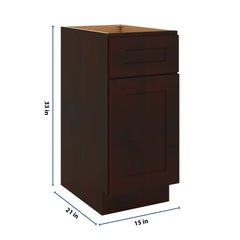 J&K Java Coffee S1 Vanity Base Door/Drawer 15" W x 33" H x 21" D