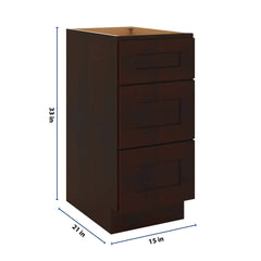 J&K Java Coffee S1 Vanity 3 Drawer Base 15" W x 33" H x 21" D