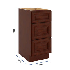 J&K Mahogany J5 Vanity 3 Drawer Base 15" W x 33" H x 21" D