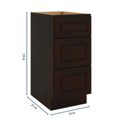 J&K Espresso K8 Vanity 3 Drawer Base 15" W x 33" H x 21" D