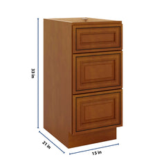 J&K Mocha Glazed K10 Vanity 3 Drawer Base 15" W x 33" H x 21" D