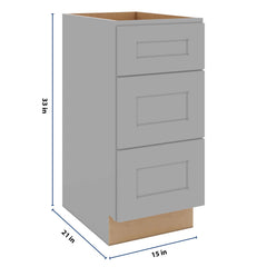 J&K Castle Grey S5 Vanity 3 Drawer Base 15" W x 33" H x 21" D
