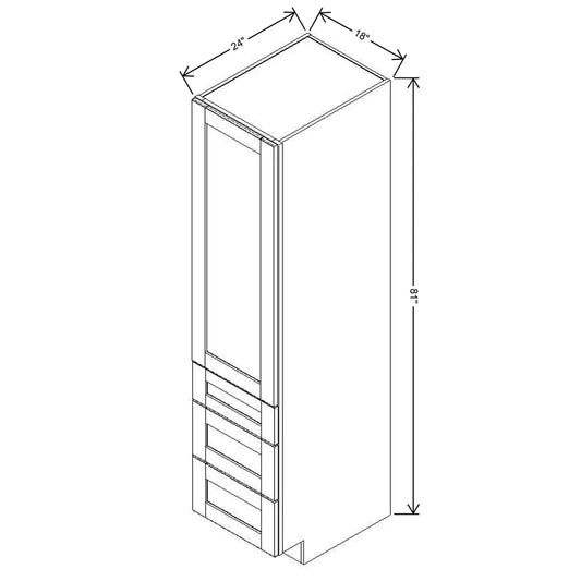 J&K Hazel H8 Vanity Linen with bottom Drawers 18" W x 81" H x 24" D