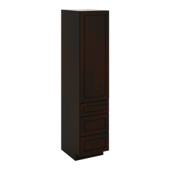 J&K Espresso K8 Vanity Linen with bottom Drawers 18" W x 81" H x 24" D
