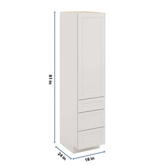 J&K Pure B5 Vanity Linen with bottom Drawers 18" W x 81" H x 24" D