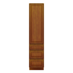 J&K Mocha Glazed K10 Vanity Linen with bottom Drawers 18" W x 81" H x 24" D