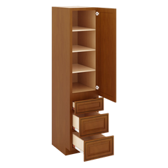 J&K Mocha Glazed K10 Vanity Linen with bottom Drawers 18" W x 81" H x 24" D
