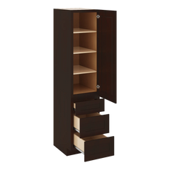 J&K Java Coffee S1 Vanity Linen with bottom Drawers 18" W x 81" H x 24" D
