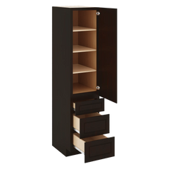 J&K Espresso K8 Vanity Linen with bottom Drawers 18" W x 81" H x 24" D
