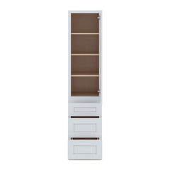 J&K White Shaker S8 Vanity Linen with bottom Drawers 18" W x 81" H x 24" D