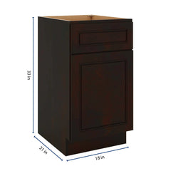 J&K Espresso K8 Vanity Base Door/Drawer 18" W x 33" H x 21" D