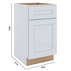 J&K White Shaker S8 Vanity Base Door/Drawer 18" W x 33" H x 21" D