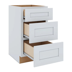J&K White Shaker S8 Vanity 3 Drawer Base 18" W x 33" H x 21" D