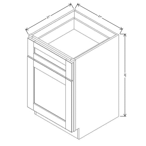 J&K Castle Grey S5 Vanity Base Door/Drawer 21" W x 33" H x 21" D