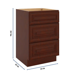 J&K Mahogany J5 Vanity 3 Drawer Base 21" W x 33" H x 21" D