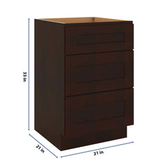 J&K Java Coffee S1 Vanity 3 Drawer Base 21" W x 33" H x 21" D