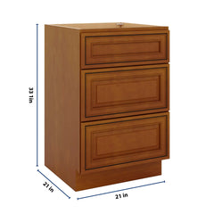 J&K Mocha Glazed K10 Vanity 3 Drawer Base 21" W x 33" H x 21" D