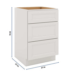 J&K Pure B5 Vanity 3 Drawer Base 21" W x 33" H x 21" D