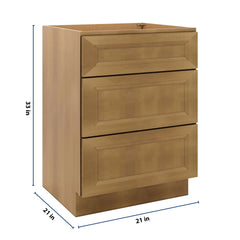 J&K Butterscotch B8 Vanity 3 Drawer Base 24" W x 33" H x 21" D