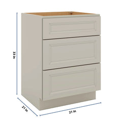 J&K Pebble B6 Vanity 3 Drawer Base 24" W x 33" H x 21" D