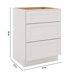 J&K Pure B5 Vanity 3 Drawer Base 24" W x 33" H x 21" D